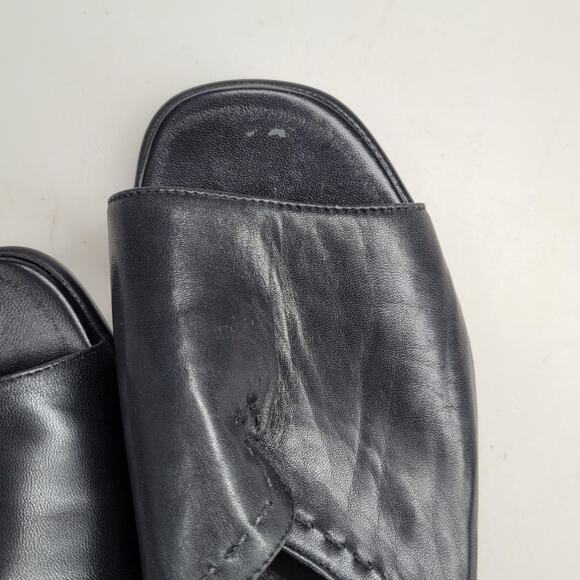 Munro‎ Aruba Black Leather Slide Sandals Comfort Footbed Casual Classic Summer - Picture 11 of 13